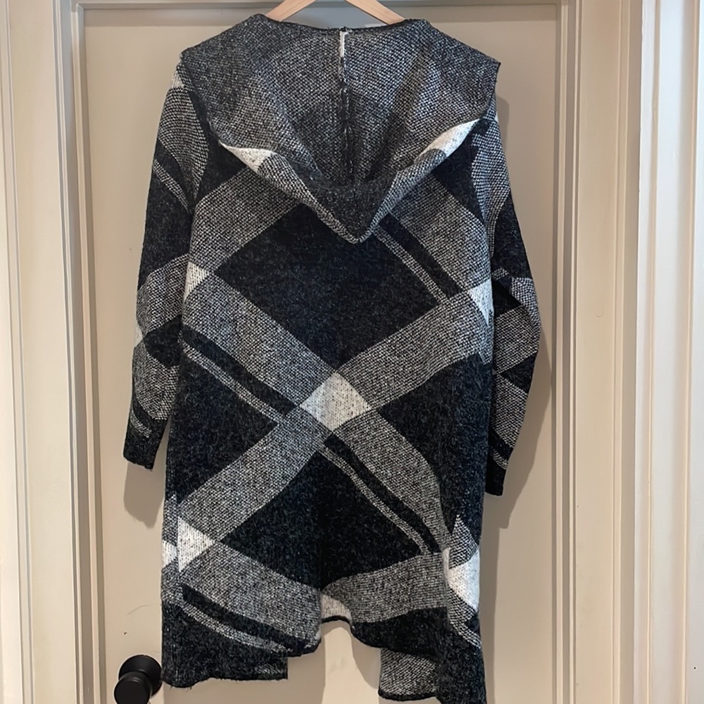 NATURAL REFLECTIONS Plaid Hooded Long Line Cardigan Size M
